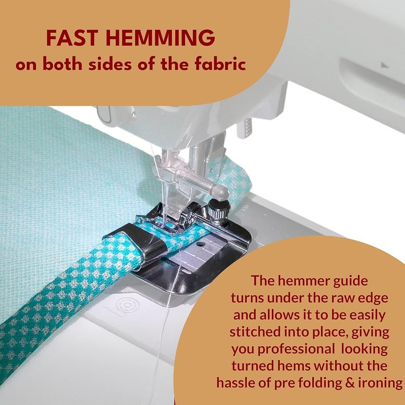 Madam Sew Rolled Hem Presser Foot Set â€“ 3 Piece Wide Hemming Foot Kit Includes 1/2â€, 3/4" & 1â€ Presser Feet â€“ Rolled Hem Foot Compatible with Most Models of Singer, Brother, Babylock, Euro-Pro, Janome - Image 5